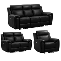 Annecy Leather Black Electric Recliner 3+2+1 Seater Sofa Set
