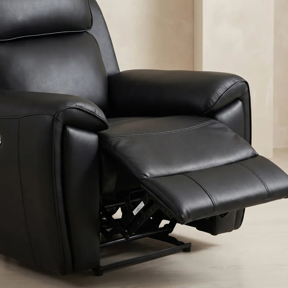 Annecy Genuine Leather Black Electric Power Recliner Armchair - view 4 - Furniture Instore