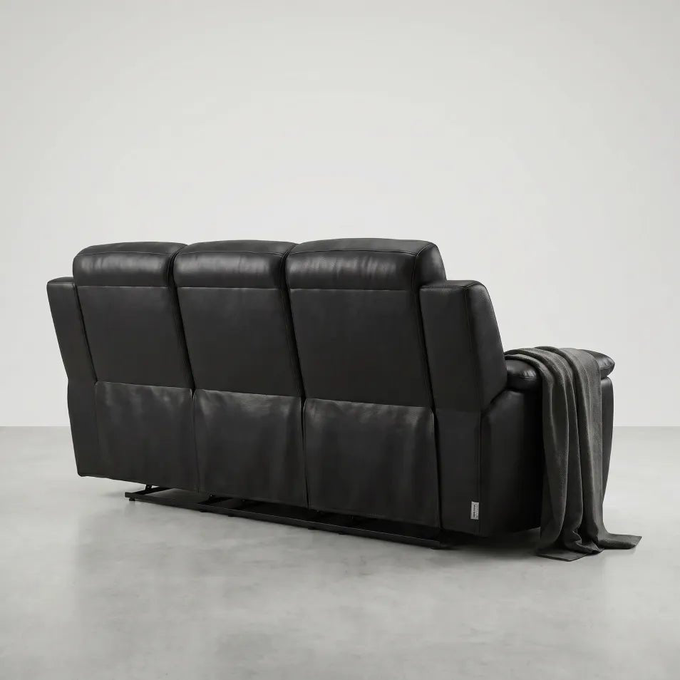 Annecy Genuine Leather Black Electric Recliner 3 Seater Sofa - view 7 - Furniture Instore