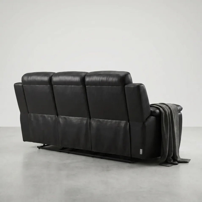 Annecy Genuine Leather Black Electric Recliner 3 Seater Sofa - view 7 - Furniture Instore