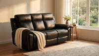 Annecy Genuine Leather Black Electric Recliner 3 Seater Sofa - view 8 - Furniture Instore