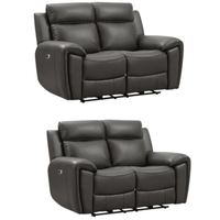 Annecy Leather Grey Electric Recliner 2+2 Seater Sofa Set