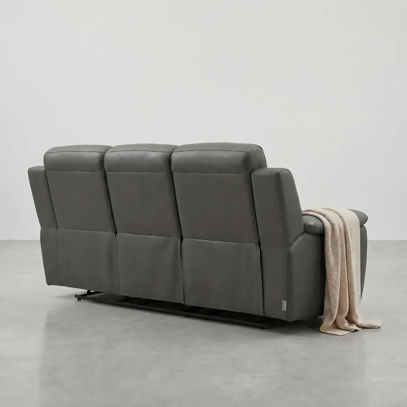 Annecy Genuine Leather Grey Electric Power Recliner 3 Seater - view 6 - Furniture Instore