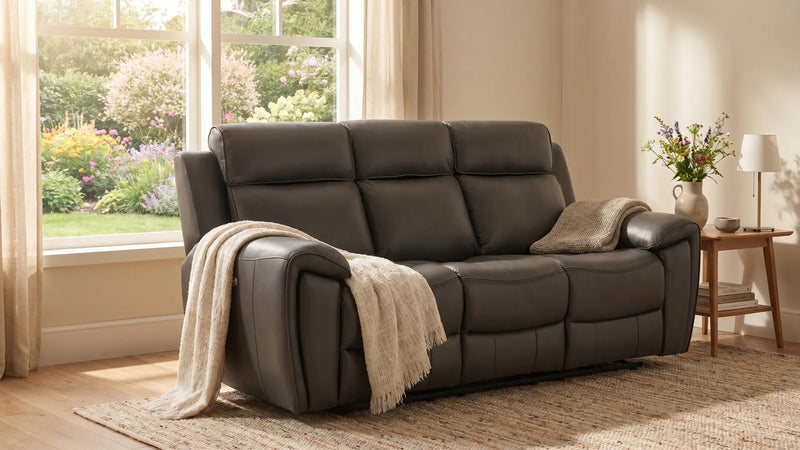Annecy Genuine Leather Grey Electric Power Recliner 3 Seater - view 8 - Furniture Instore