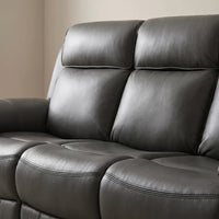 Annecy Genuine Leather Grey Electric Power Recliner 3 Seater - view 5 - Furniture Instore
