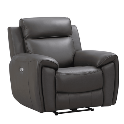 Annecy Genuine Leather Grey Electric Power Recliner Armchair - Furniture Instore