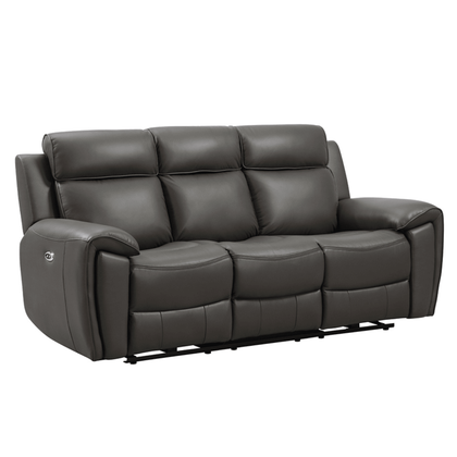 Annecy Genuine Leather Grey Electric Power Recliner 3 Seater - Furniture Instore