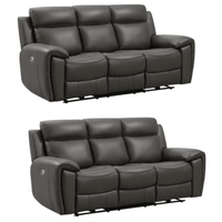Annecy Leather Grey Electric Recliner 3+3 Seater Sofa Set