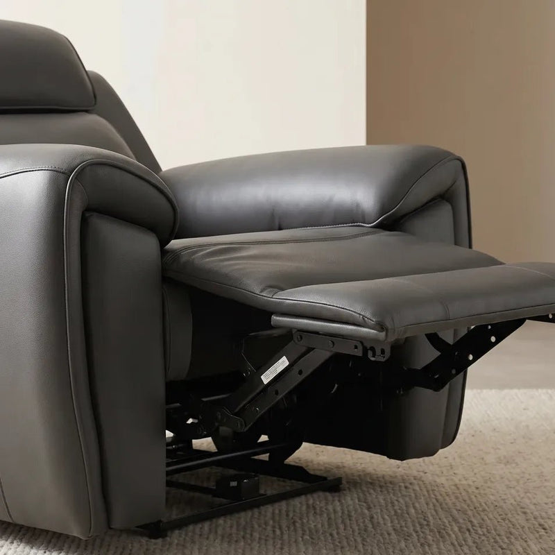 Annecy Genuine Leather Grey Electric Power Recliner Armchair - view 5 - Furniture Instore