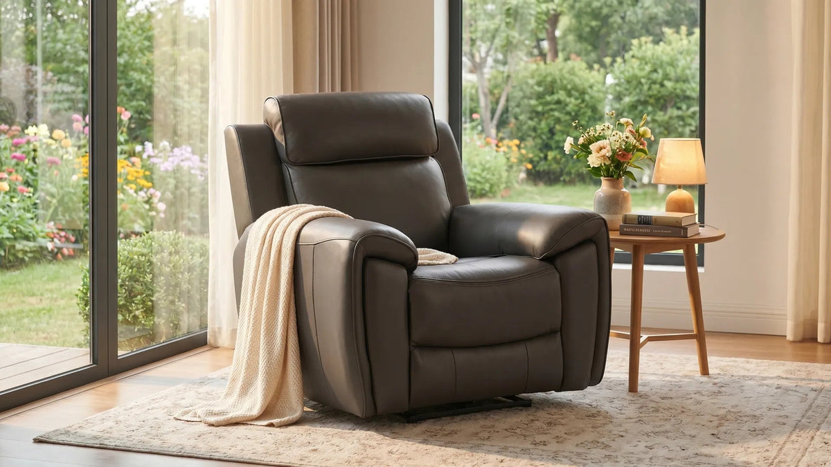 Annecy Genuine Leather Grey Electric Power Recliner Armchair - view 8 - Furniture Instore