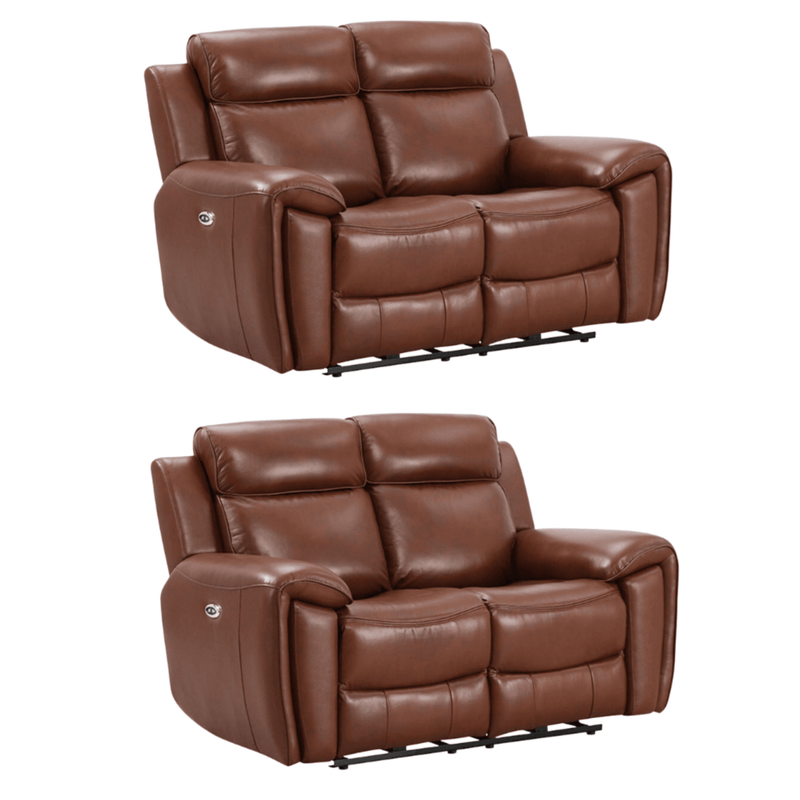 Annecy Tan Leather Electric Recliner 2+2 Sofa Set - Furniture Instore