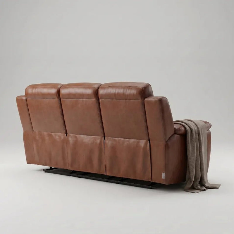Annecy Genuine Leather Tan Electric Power Recliner 3 Seater - view 6 - Furniture Instore