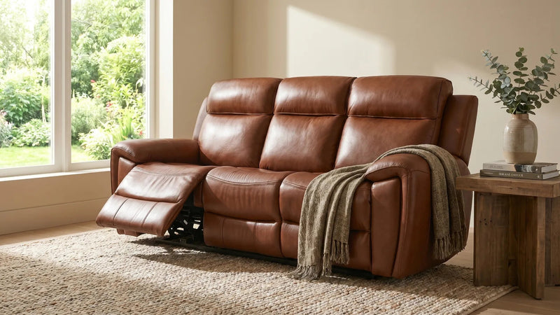Annecy Genuine Leather Tan Electric Power Recliner 3 Seater - view 8 - Furniture Instore