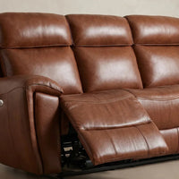 Annecy Genuine Leather Tan Electric Power Recliner 3 Seater - view 4 - Furniture Instore