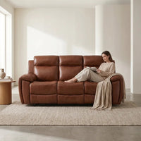 Annecy Genuine Leather Tan Electric Power Recliner 3 Seater - view 2 - Furniture Instore