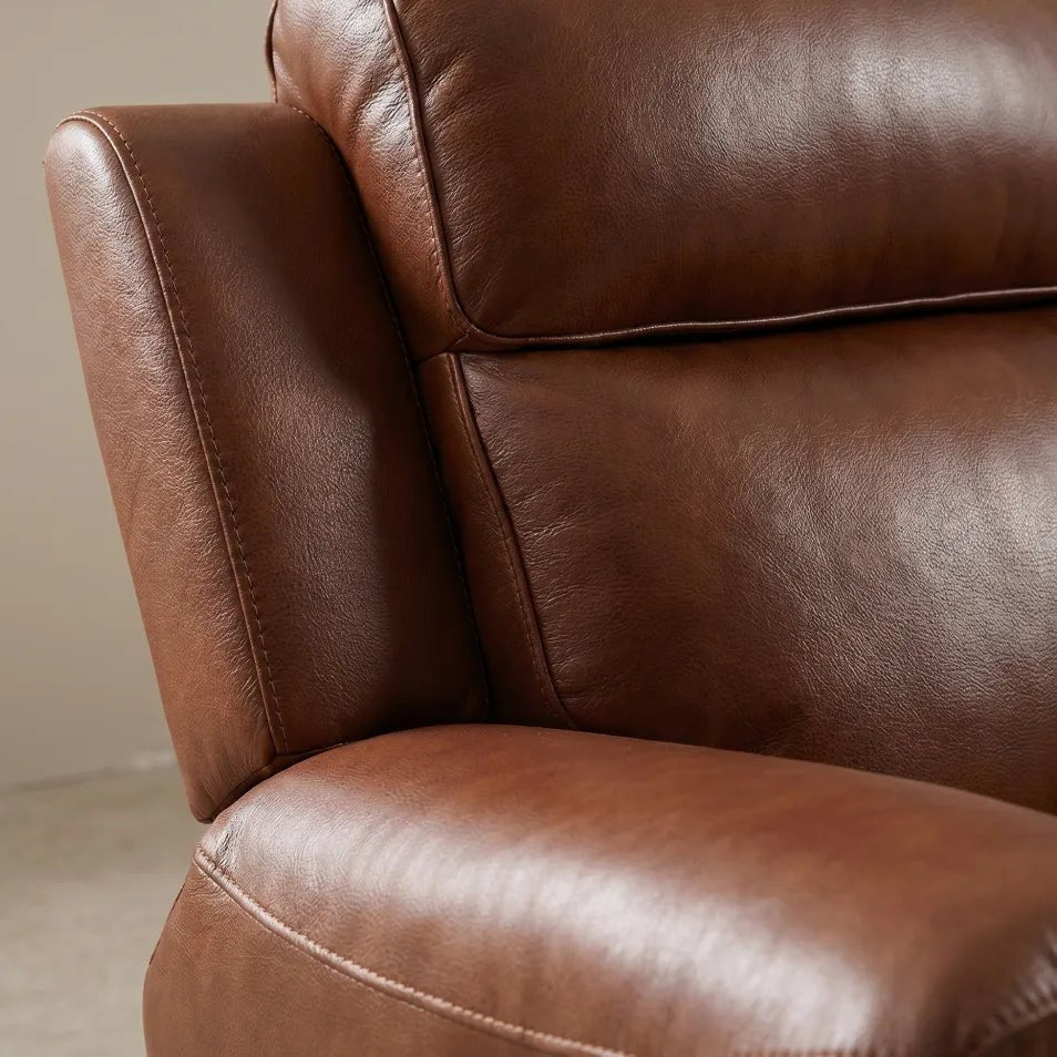 Annecy Genuine Leather Tan Electric Power Recliner 3 Seater - view 5 - Furniture Instore