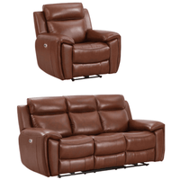 Annecy Tan Leather Electric Recliner 3+1 Sofa Set