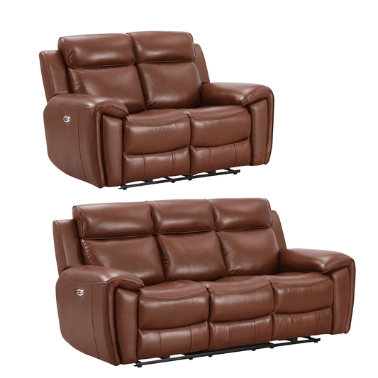 Annecy Tan Leather Electric Recliner 3+2 Sofa Set - Furniture Instore