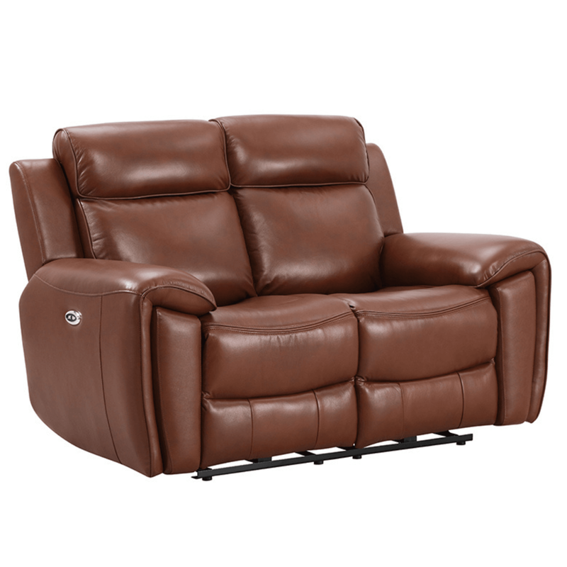 Annecy Genuine Leather Tan Electric Power Recliner 2 Seater - Furniture Instore