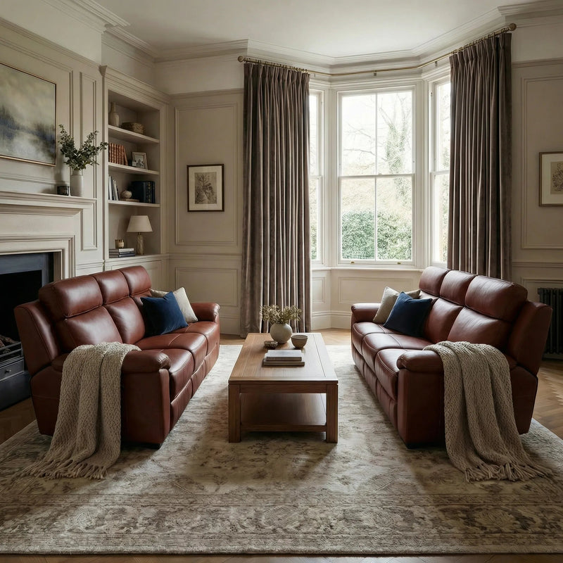 Annecy Tan Leather Electric Recliner 3+3 Sofa Set - view 3 - Furniture Instore