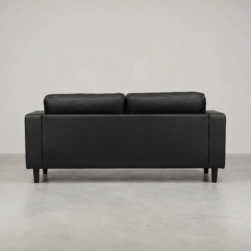 Box Black Leather 3 Seater Sofa - view 7 - Furniture Instore
