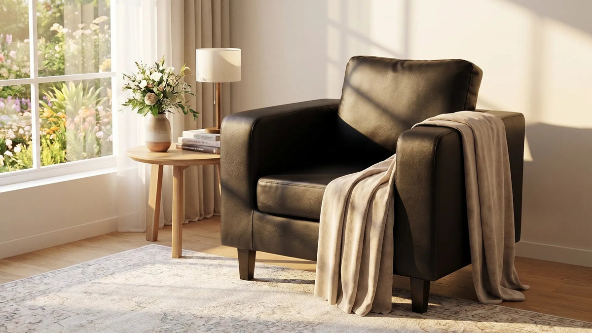 Box Black Leather Armchair - view 8 - Furniture Instore