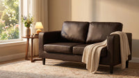 Box Brown Leather 2 Seater Sofa - view 8 - Furniture Instore