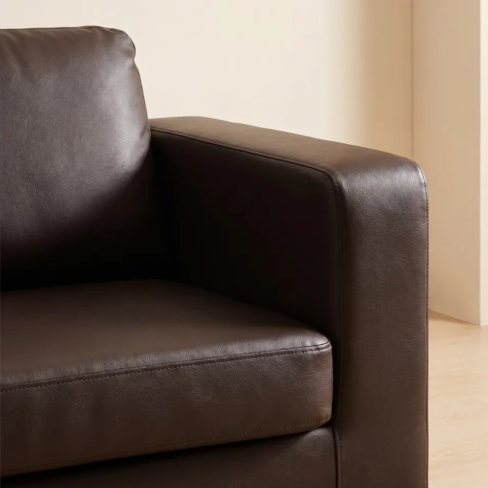 Box Brown Leather 3 Seater Sofa - view 5 - Furniture Instore