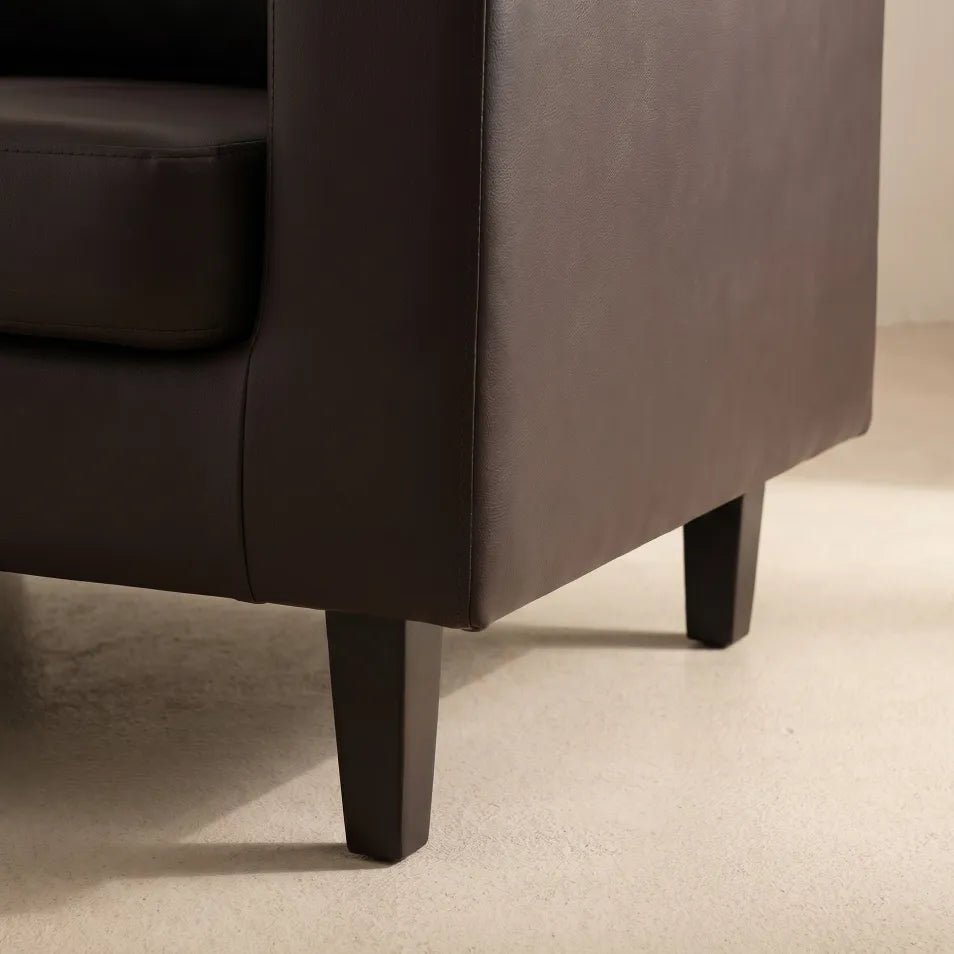 Box Brown Leather Armchair - view 5 - Furniture Instore