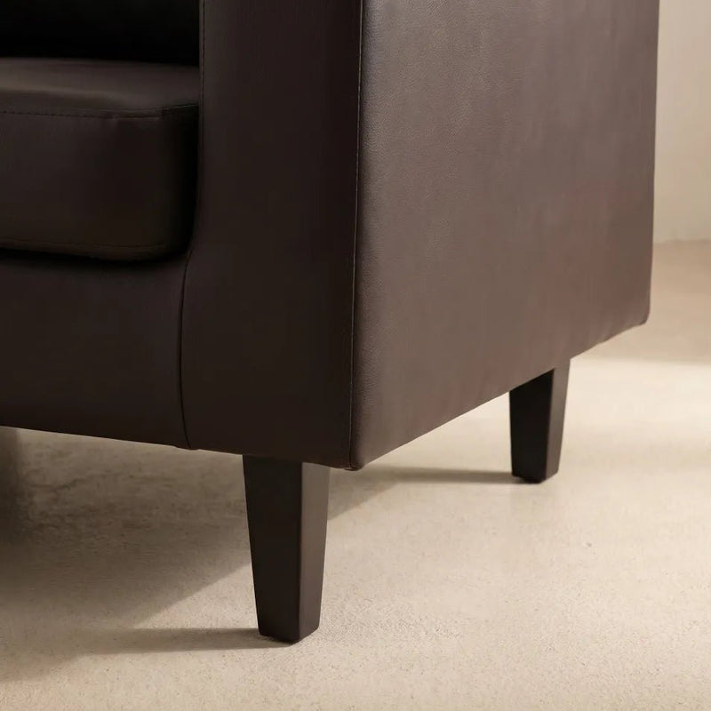 Box Brown Leather Armchair - view 5 - Furniture Instore