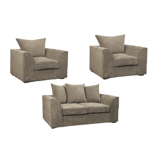 Byron Caramel 2+1+1 Sofa Combo, Front View on White Background, Modern Minimal Design
