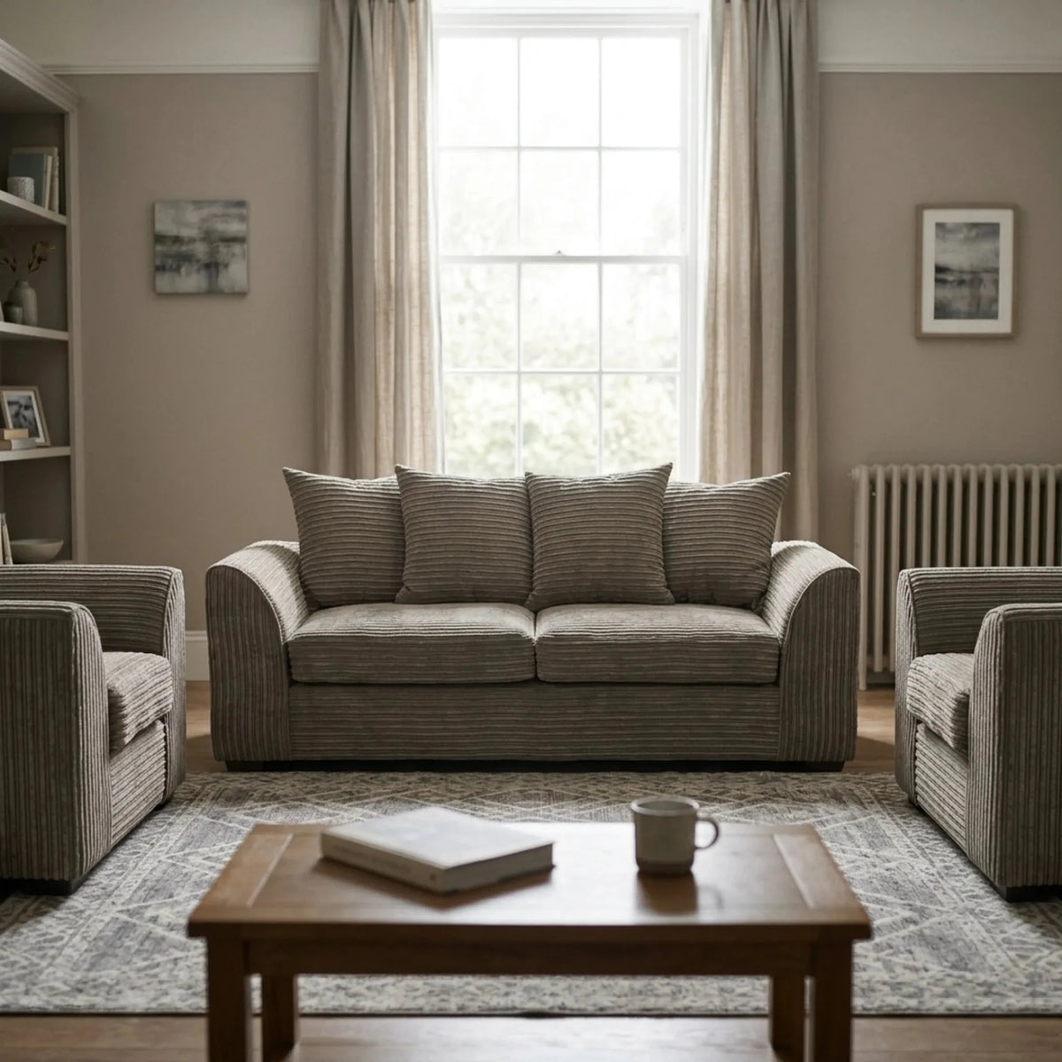 Byron Caramel Fabric 3+1+1 Seater Sofa Set - Furniture Instore