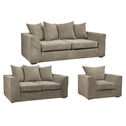 Byron Caramel 3+2+1 Sofa Combo, Front View on White Background, Modern Minimal Design