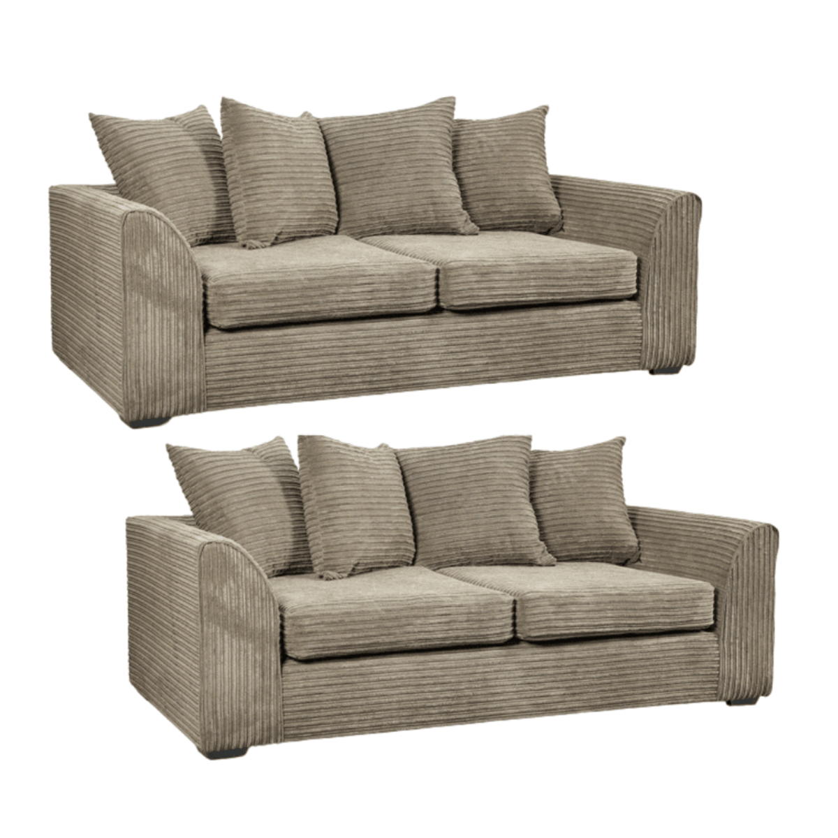 Byron Caramel 3+3 Sofa Combo, Front View on White Background, Modern Minimal Design