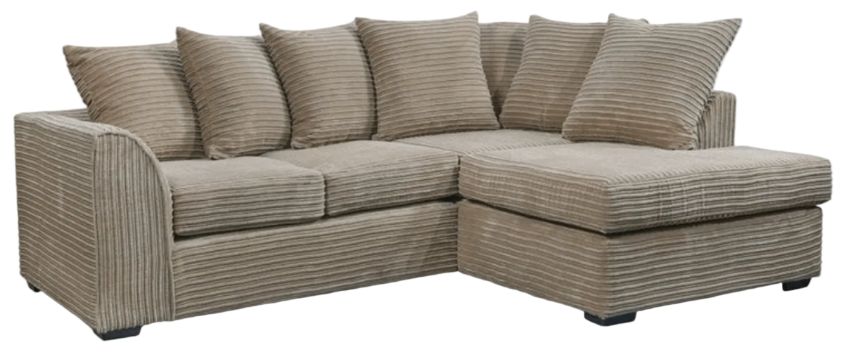 Byron Caramel Right-Hand Corner Sofa, Front View on White Background, Modern Minimal Design