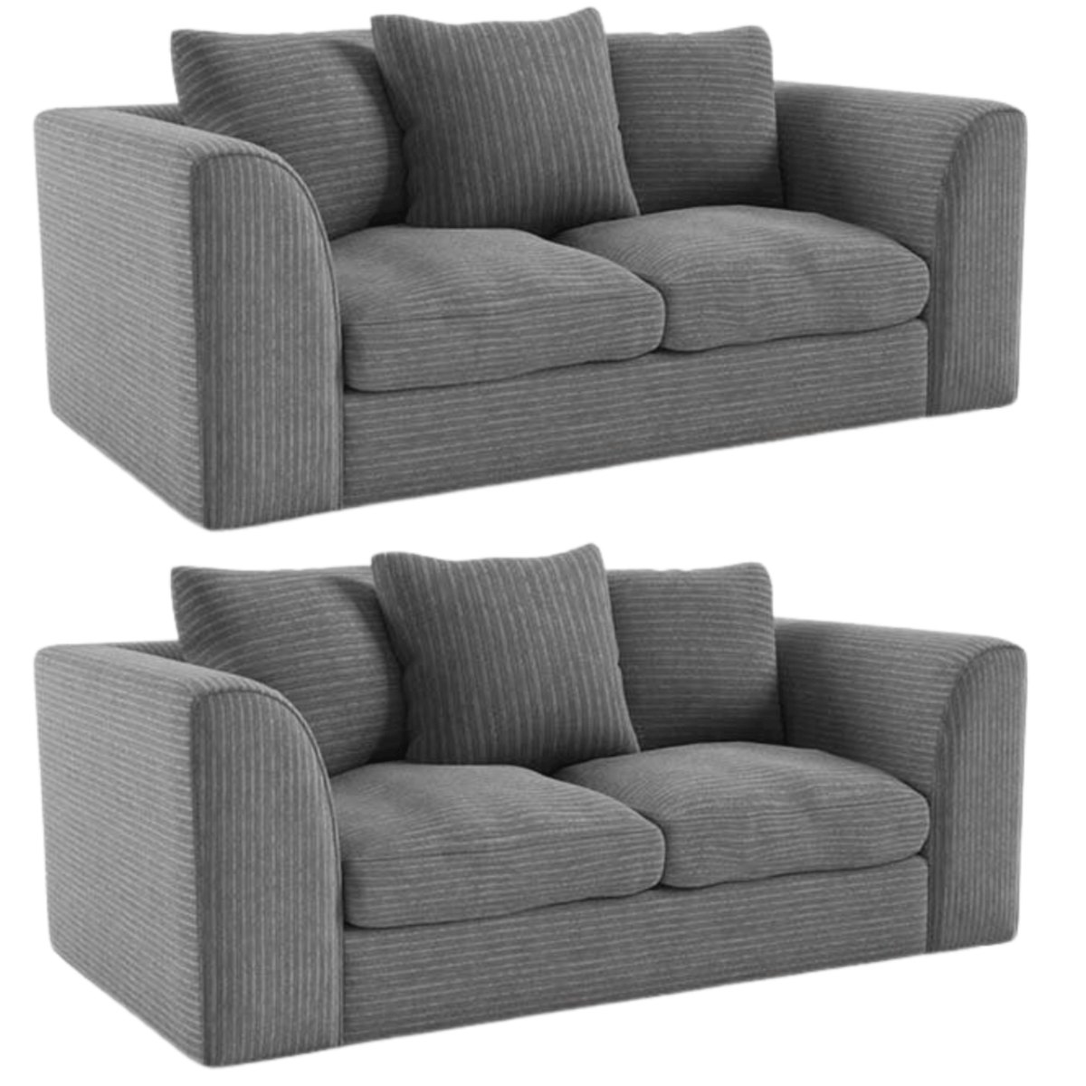 Byron Grey 2+2 Sofa Combo, Front View on White Background, Modern Minimal Design