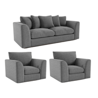 Byron Grey Fabric 3+1+1 Seater Sofa Set