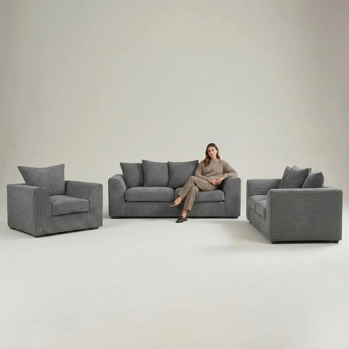 Byron Grey Fabric 3+2+1 Seater Sofa Set - Furniture Instore