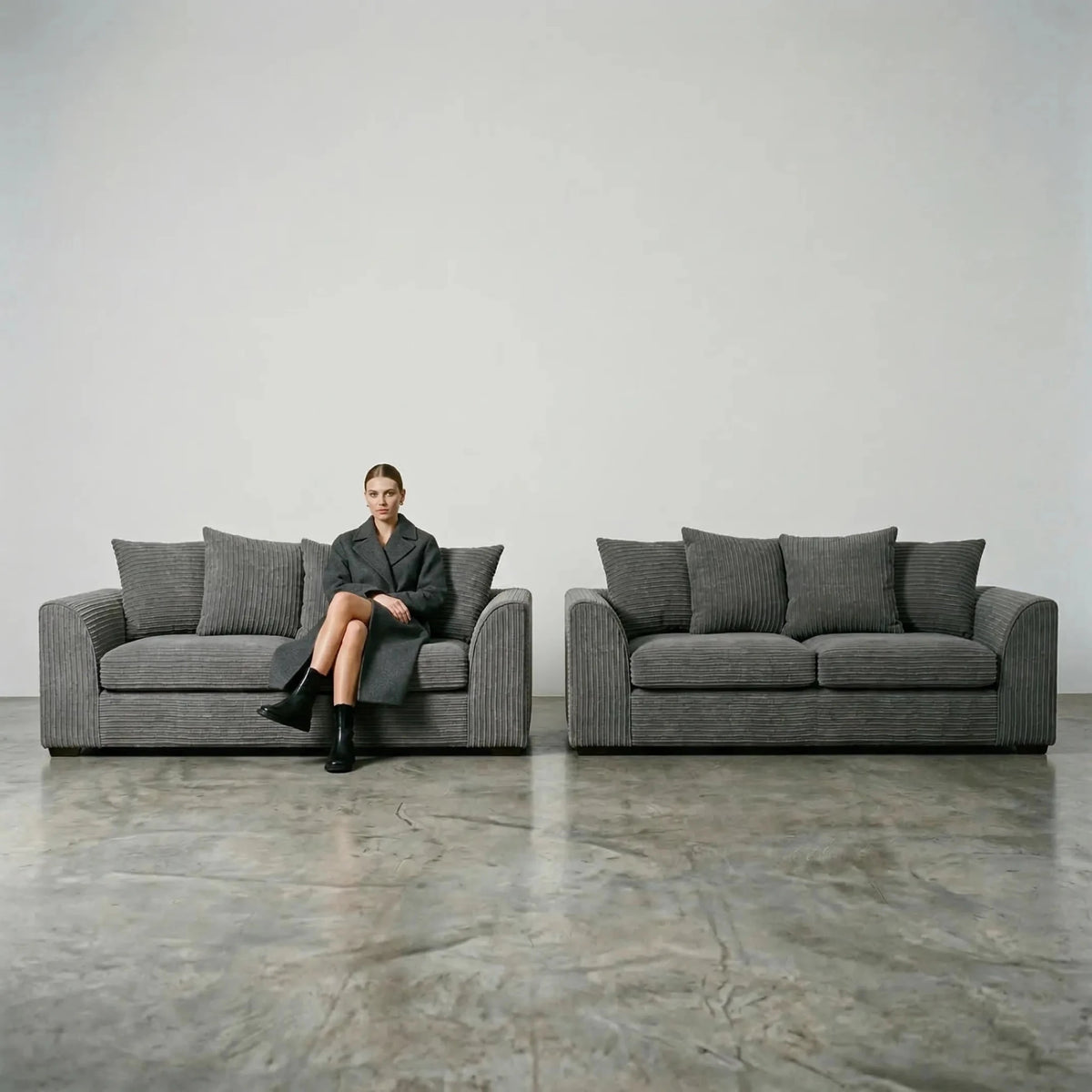 Byron Grey Fabric 3+3 Seater Sofa Set - Furniture Instore