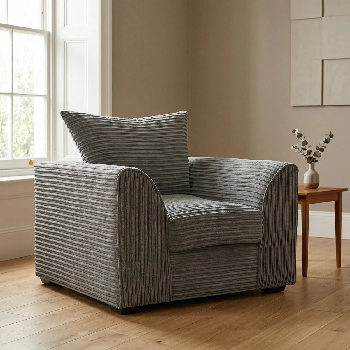 Byron Grey Fabric Armchair - Furniture Instore