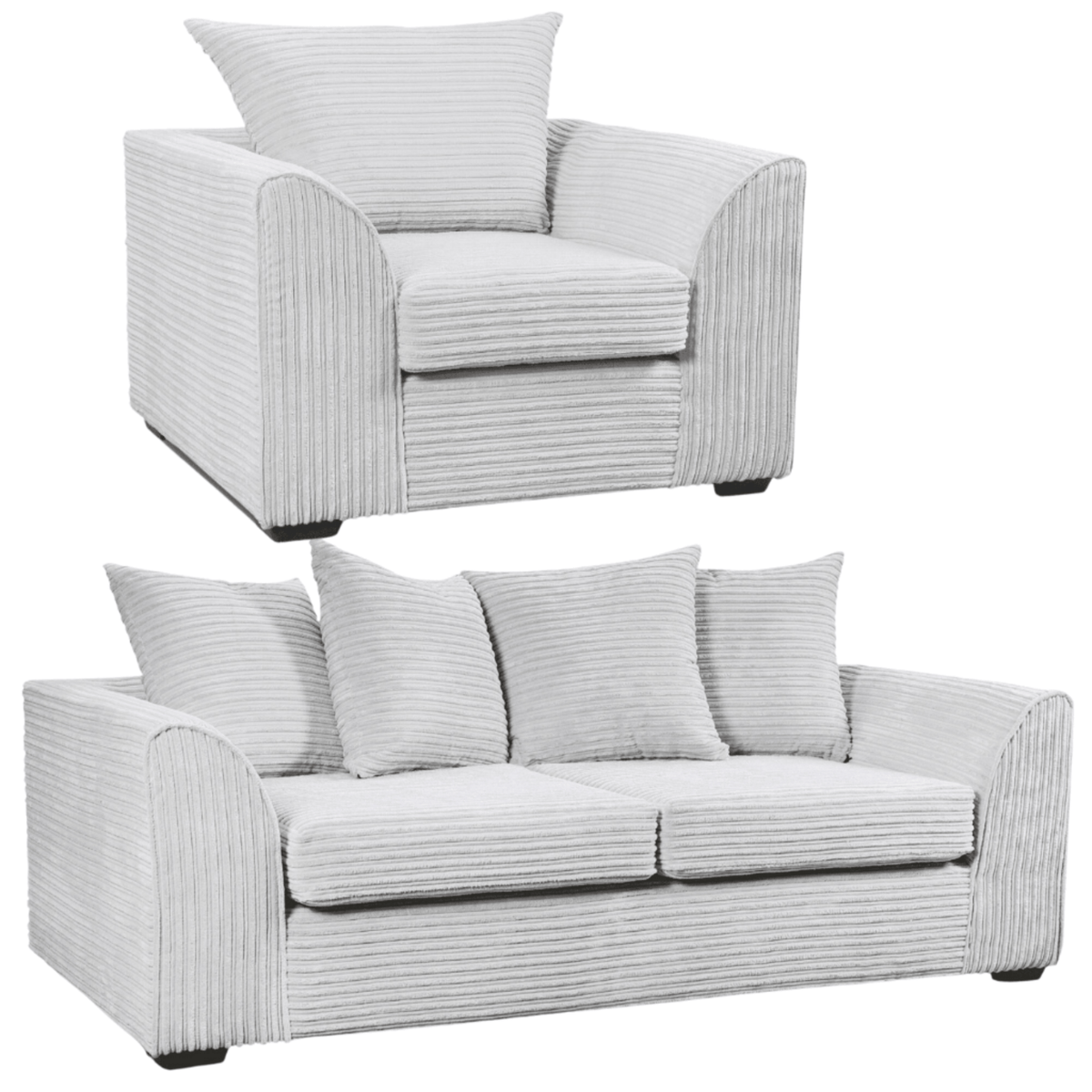 Byron Shark 3+1 Sofa Combo, Front View on White Background, Modern Minimal Design