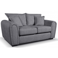 Gray sofa with cushions on a white background