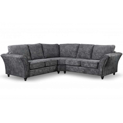 Canterbury Grey Fabric High Back Corner Sofa