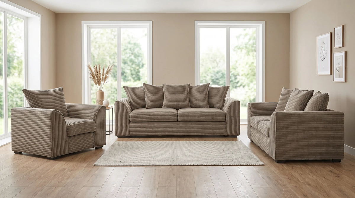 Byron Caramel  Fabric 3 Seater Sofa