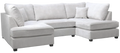 Carnaby Silver Fabric U Shape High Back Corner Sofa + Footstool