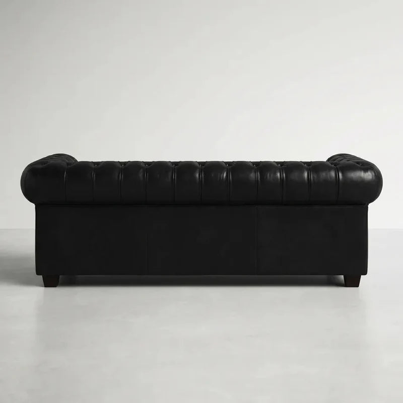 Chesterfield Black Leather Antique 3+2 Seater Sofa Set - view 3 - Furniture Instore