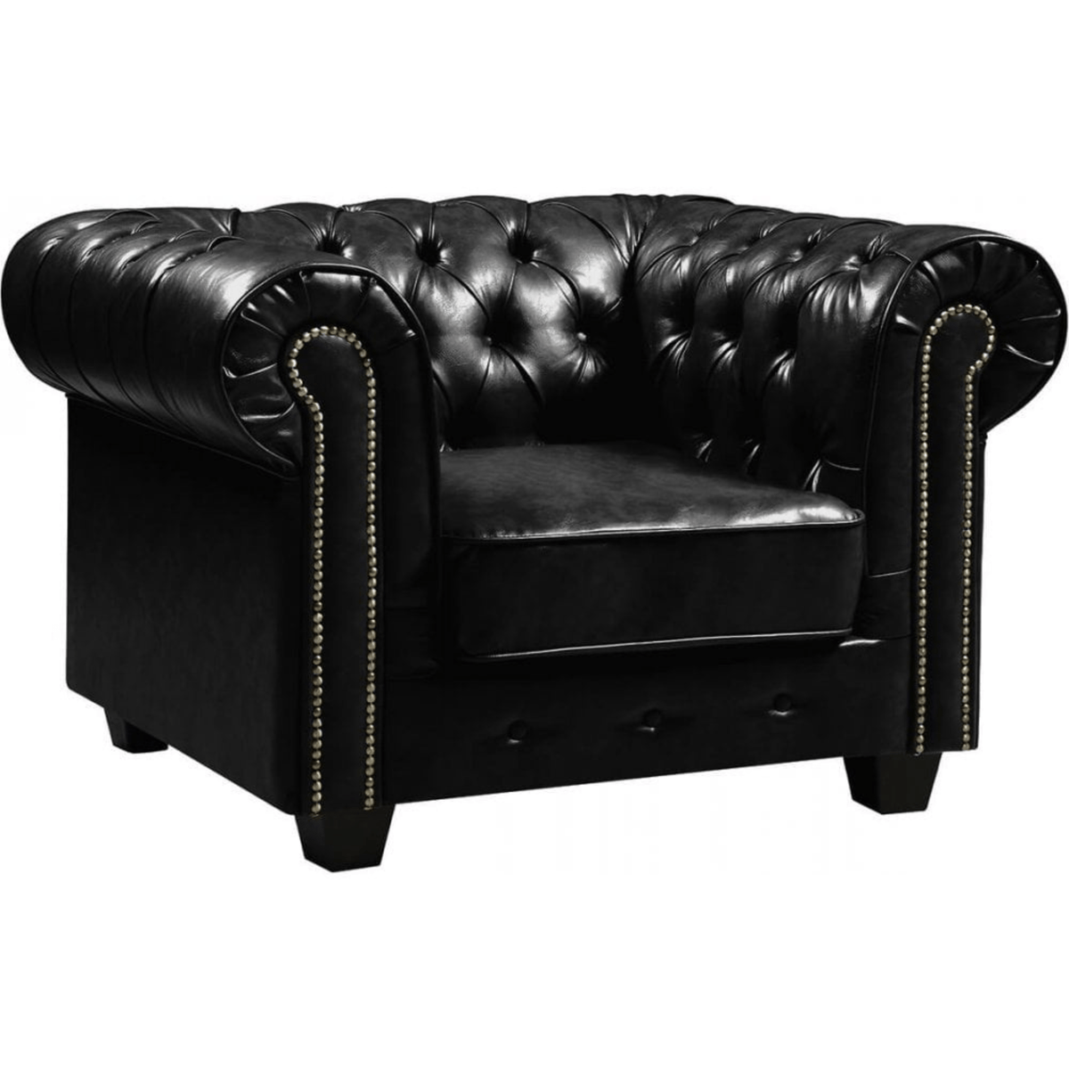 luxury-black-antique-chesterfield-leather-armchair