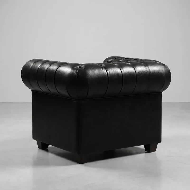Chesterfield Black Leather Antique 3+1 Seater Sofa Set - view 4 - Furniture Instore