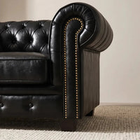 Chesterfield Black Leather Antique 2+1+1 Seater Sofa Set - view 1 - Furniture Instore