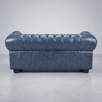 Chesterfield Blue Leather Antique 2+1 Seater Sofa Set - 2 Seater Sofa Side Profile - Furniture Instore